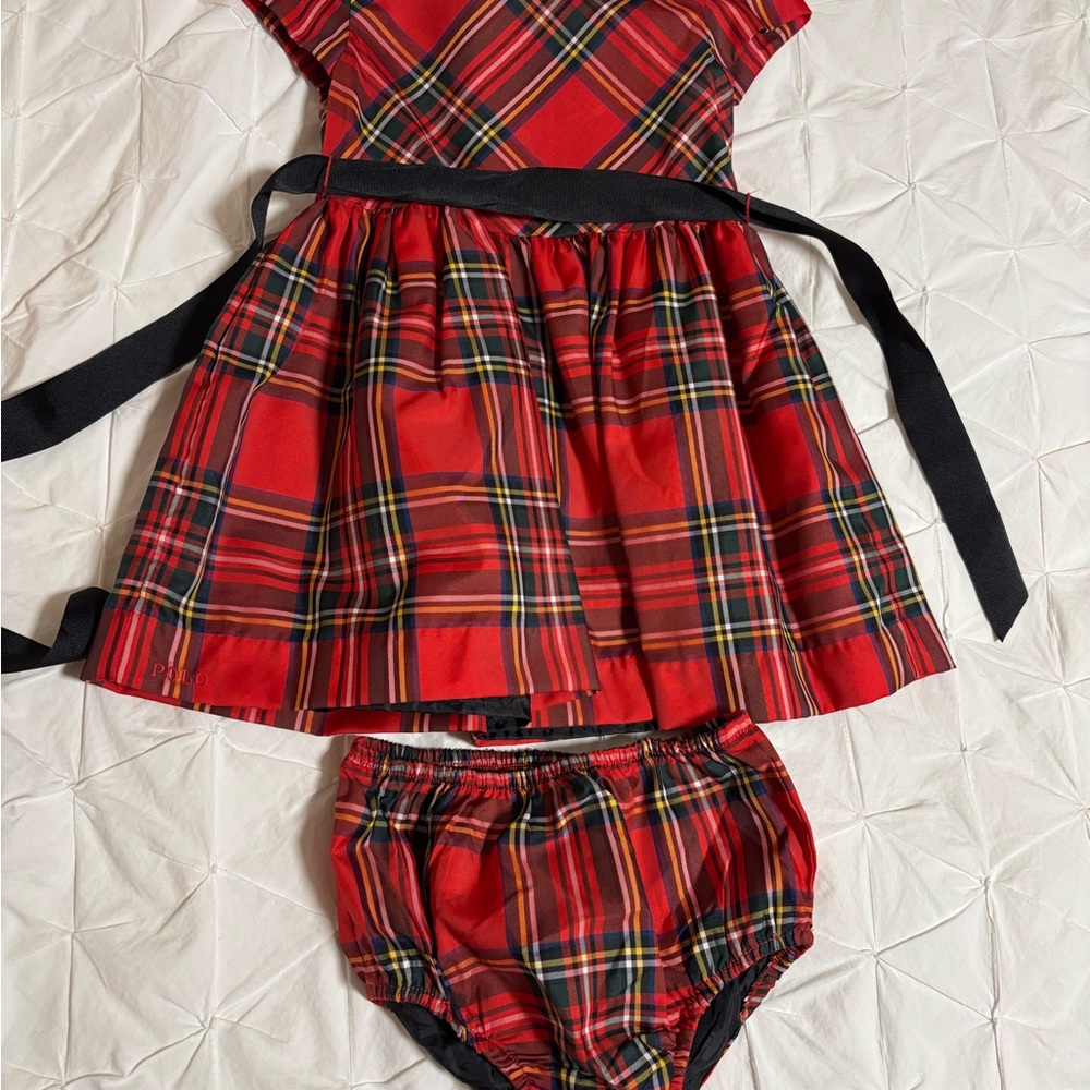 Ralph Lauren Red Plaid Kids Formal Dress